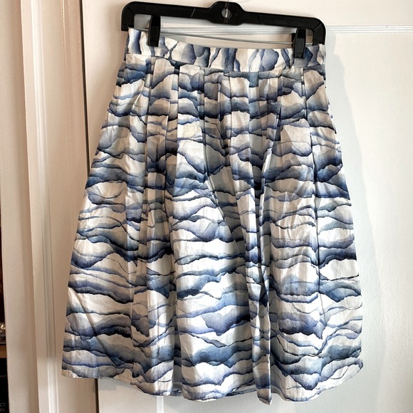 Ottod’ame made in Italy - Painterly blue and white cotton skirt - Picture 1 of 7